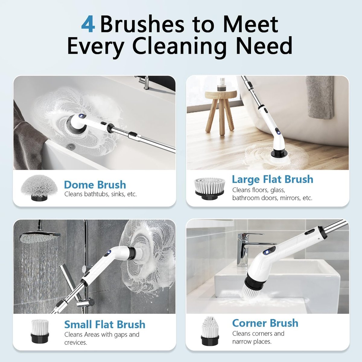 TUYU Electric Spin Scrubber with 4 Brush Heads, view 3