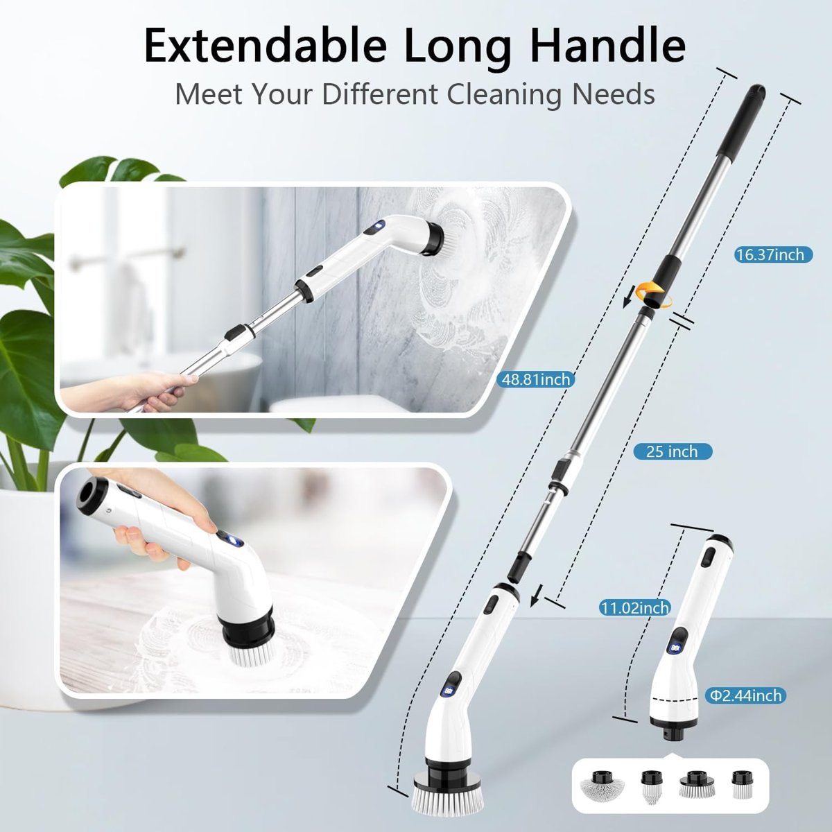 TUYU Electric Spin Scrubber with 8 Brush Heads, view 4
